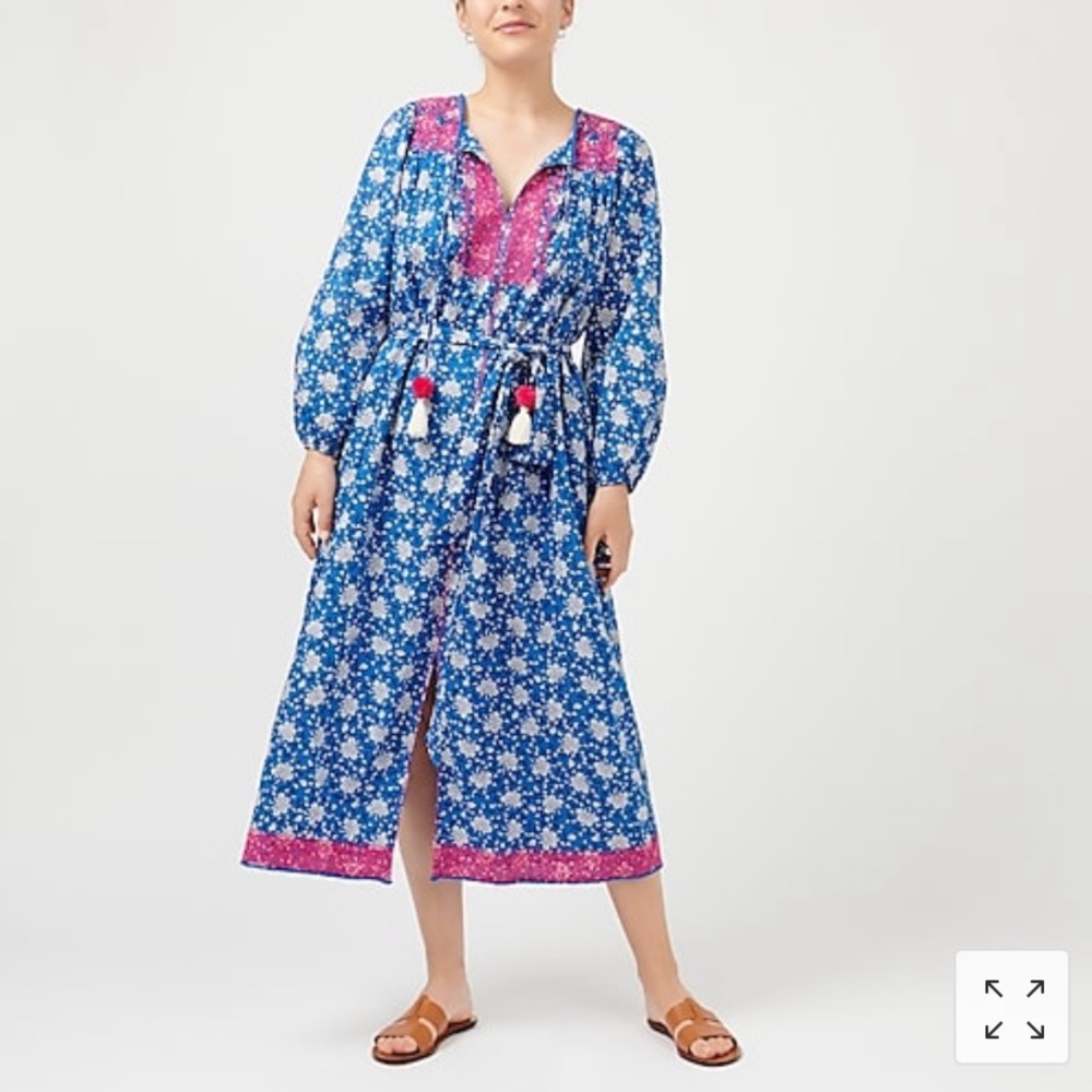 JCrew long sleeve belted boho dress
